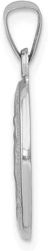 Miniatura 2 de Diamond2Deal Colgante de medalla milagrosa de oro blanco de 14 quilates, pulido y satinado, joyería fina para mujer (L- 0.906in, W- 0.472in), Oro