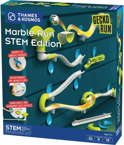 Miniatura 8 de Gecko Run Marble Run - Juego de iniciación por Thames & Kosmos, ganador del juguete del año - Pista de Canicas Vertical de 63 Piezas, pistas