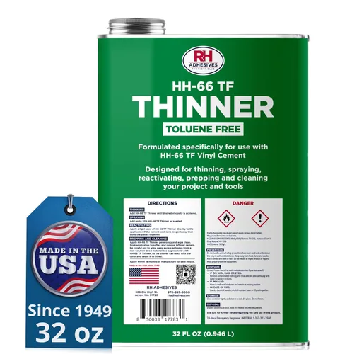 HH-66 Diluyente libre de tolueno, lata de 32 oz. - Preparación, adelgazamiento, reactivación, limpieza, multiusos, compatible con cemento de vinilo