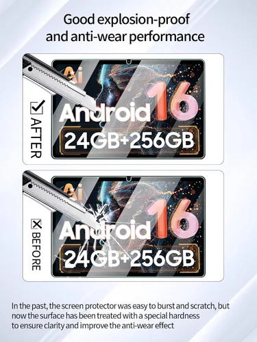 Miniatura 3 de Protector de pantalla para TABWEE T20 Android 16 tabletas de 10 pulgadas, antiarañazos, dureza 9H, sensible al tacto, bordes redondeados 2.5D, sin