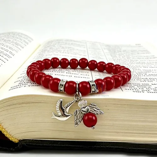Miniatura 5 de WE Recuerdos de confirmación (12 piezas) Pulsera roja con cruz de ala de ángel, Madera
