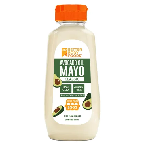 BetterBody Foods Botella exprimible de mayonesa de aceite de aguacate de 11.25 onzas, sin gluten, sin OGM, untado de mayonesa de aguacate hecho con