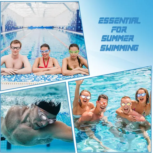 Miniatura 6 de Konohan Paquete de 10 gafas de natación a granel para niños y adultos, gafas de piscina antivaho de silicona sin fugas, gafas de natación