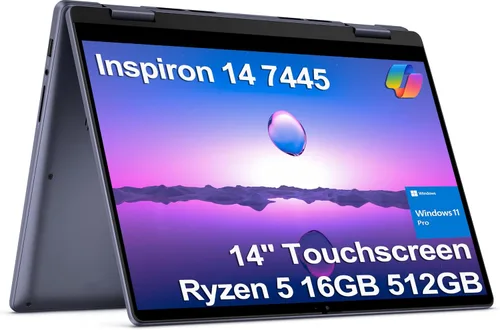 Laptop Dell Inspiron 14 2 en 1 con pantalla táctil (14 pulgadas FHD+ IPS, 16 GB DDR5 RAM, SSD de 512 GB, AMD Ryzen 5 8640HS (> Intel i7-1255U)) para