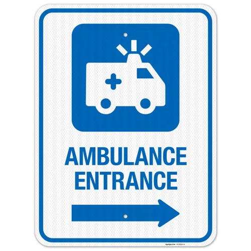 Miniatura 13 de Letrero de hospital de entrada de ambulancia con flecha derecha, 12 x 18 pulgadas, aluminio 063 libre de óxido, resistente a la decoloración