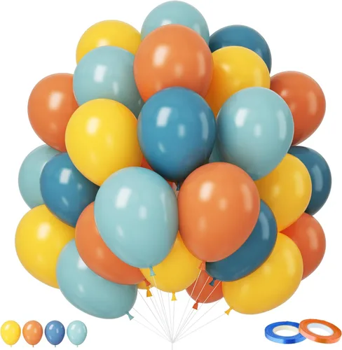 Miniatura 11 de Globos arcoíris, 12 pulgadas 50 unidades, multicolor, globos arcoíris azul celeste verde amarillo naranja rosa intenso, de látex, para cumpleaños