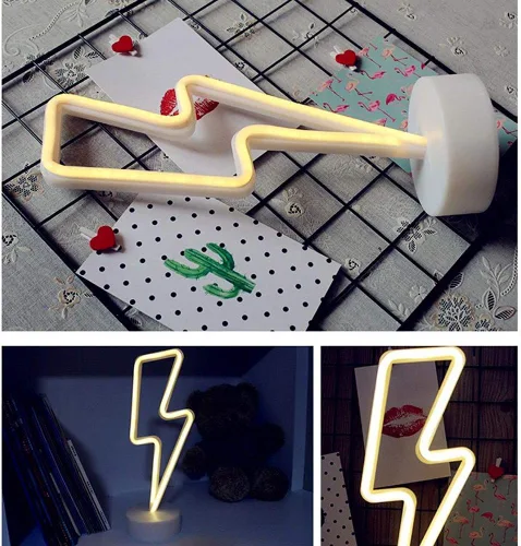 Miniatura 7 de Cartel de neón LED para interior, luz nocturna con base de soporte, funciona con batería/USB, luz decorativa de neón