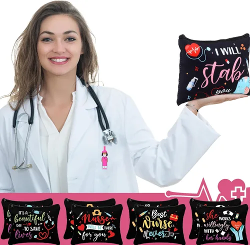 Miniatura 5 de Colarr Juego de 96 piezas de regalos de agradecimiento para enfermeras, 24 bolsas de maquillaje para mujeres, diario de bolsillo, bolígrafo