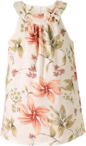 Miniatura 7 de Vestido hawaiano de verano para niñas, floral, cuello halter, hombros descubiertos, sin mangas, vestido de playa de 1 a 12 años