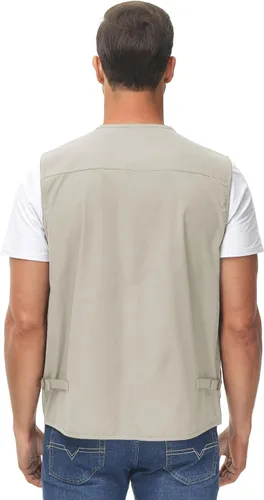 Miniatura 6 de Lentta Chaleco de pesca para hombre, chaleco ligero de verano para fotos, 16 bolsillos