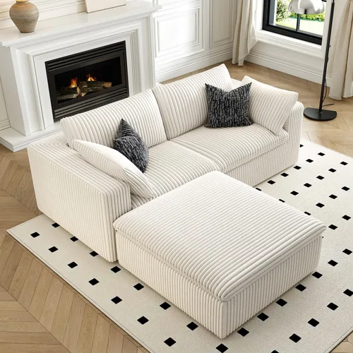 Miniatura 15 de LoveSeat Cloud Couch Sofá Seccional Modular para Sala de Estar, Sofá Moderno con Asiento Profundo, Sofá de 2 Plazas Sin Huesos con Otomana, Cómodos