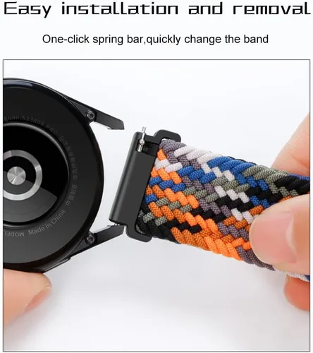 Miniatura 5 de Qimela Paquete de 2 correas trenzadas de nailon deportivas compatibles con Samsung Galaxy Watch 3 de 1.772 pulgadas/Galaxy Watch 1.811 pulgadas/Gear