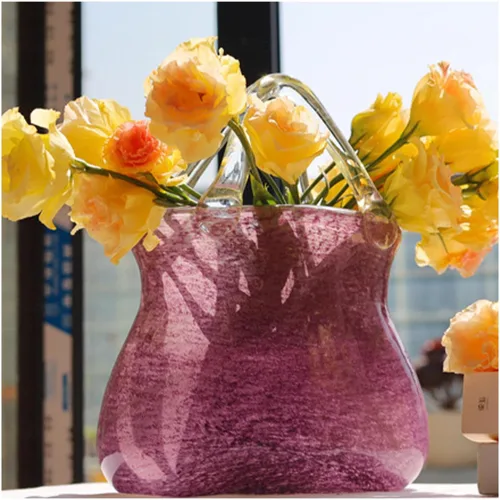 Florero de cristal para flores, bolsa única para florero, florero de cristal, para flores, decoración del hogar, oficina, color morado