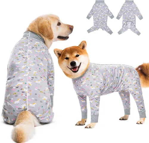 Miniatura 19 de Traje de recuperación para perros grandes y medianos después de la cirugía, mameluco antilameduras suave y transpirable para perros, alternativa al