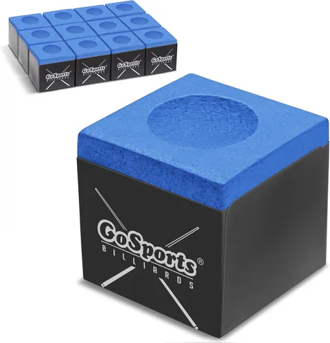 Miniatura 9 de GoSports Premium Tiza para Billar en Cubo, 12 Unidades - Negro, Azul, Rojo o Verde - Tiza para Tacos de Billar