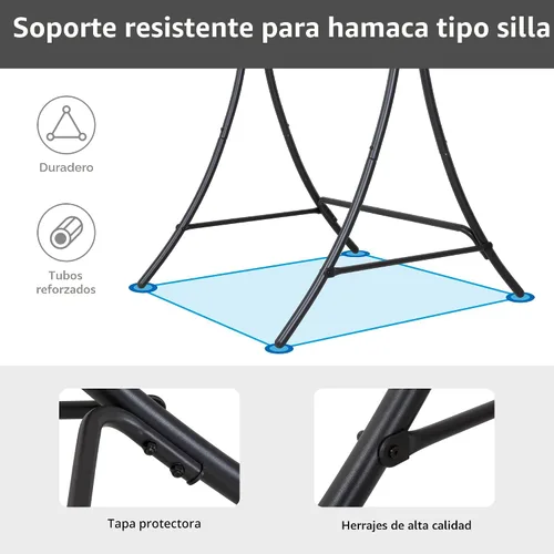 Miniatura 4 de ANOW Silla colgante con soporte incluido, hamaca resistente con soporte y cojín acolchado extraíble, máximo 400 libras, gris oscuro
