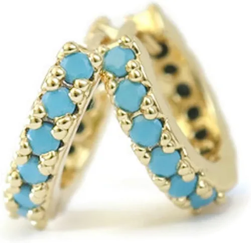 Miniatura 8 de Dainty Tiny Cutie - Aros de doble cara turquesa de 0.236 in hechos a mano, hipoalergénicos en Estados Unidos