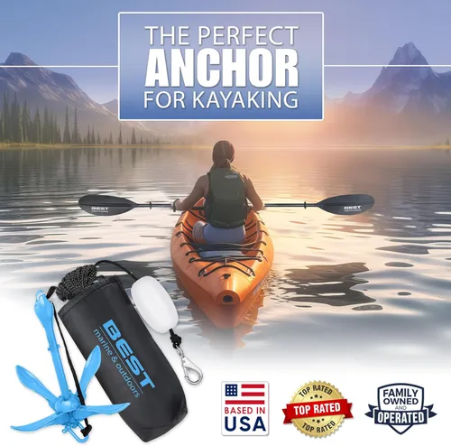 Miniatura 2 de Mejor marca marina y al aire libre Ancla para kayak, kit de sistema de anclaje de 3.5 libras para kayaks, canoas, tablas de paddle SUP y motos Azul