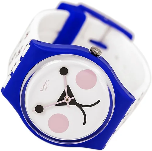 Miniatura 3 de Swatch Cattitude White (Kitty Face) Dial Reloj de silicona blanca para mujer GN241, Blanco, Reloj de cuarzo