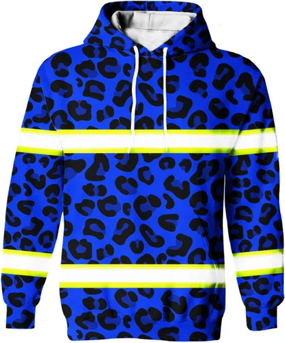 Miniatura 12 de Sudadera con Capucha de Alta Visibilidad con Bandera de EE.UU. de Color Personalizado para Hombres y Mujeres con Cintas Reflectantes, Ropa
