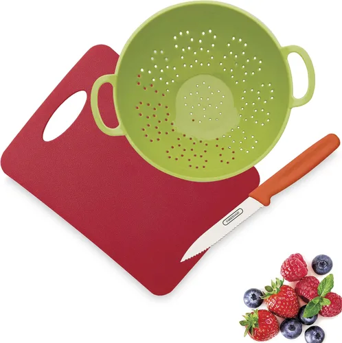 Miniatura 3 de Farberware Healthy Eating - Juego de 3 piezas con mini colador con cuchillo de pelar, alfombrilla de corte pequeña