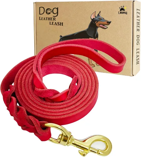 Miniatura 24 de LWBMG Correa de cuero para perro de 8 x 3/4 pulgadas, correas de perro para perros grandes, resistentes, fuertes y suaves, hechas a mano, trenzadas