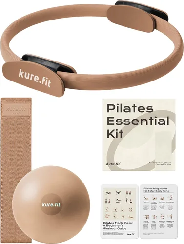 Miniatura 20 de Kit de pilates para mujer - Juego de equipo de pilates para el hogar con anillo, pelota y bandas de resistencia Kit de pilates con accesorios