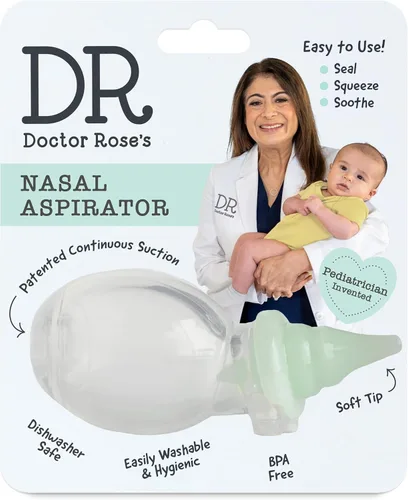 Dr. Rose's Aspirador nasal para bebé, limpiador de nariz de doble succión patentado por pediatras para bebé (paquete de 1, 1, unidad)
