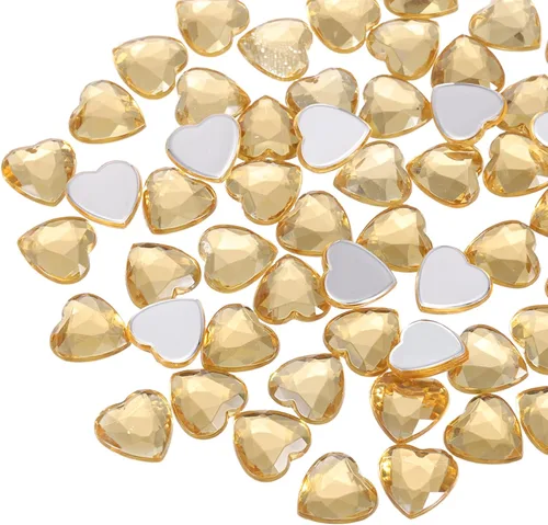 Miniatura 28 de MECCANIXITY 40 piezas de cuentas de acrílico con forma de corazón, 12 mm, con parte trasera plana, gemas de plástico para joyería, pegatinas
