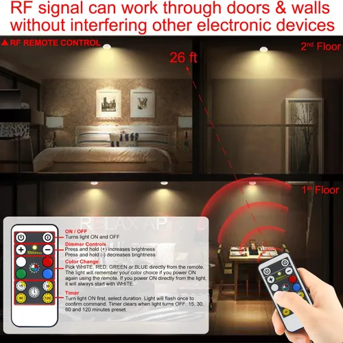 Miniatura 4 de Luces LED inalámbricas de disco con control remoto (paquete de 6), luces para debajo del gabinete, luz que cambia de color, luz regulable