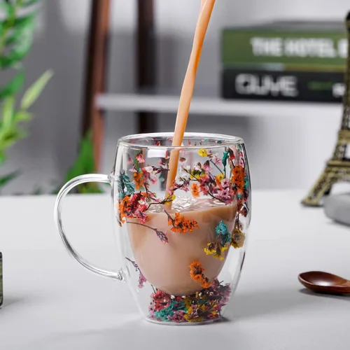 Miniatura 5 de NBHUZEHUA Juego de 2 Tazas de Café de Doble Pared, Juego de Tazas de Vidrio Aisladas, Recién Casados, Compromiso, Aniversario, para Él y Ella