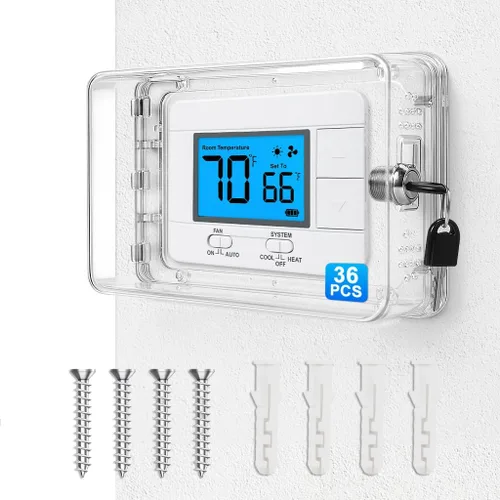 Miniatura 8 de Caja de bloqueo de termostato con llave, se adapta a termostatos de 7.1 x 4.5 pulgadas o más pequeños, cubierta universal de termostato grande