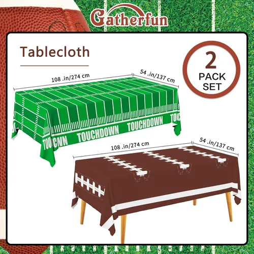 Miniatura 2 de Gatherfun Decoraciones de Fiesta de Fútbol Americano Mantel Desechable de Plástico Cubierta de Mesa Touchdown para Decoración de Cumpleaños Fiesta