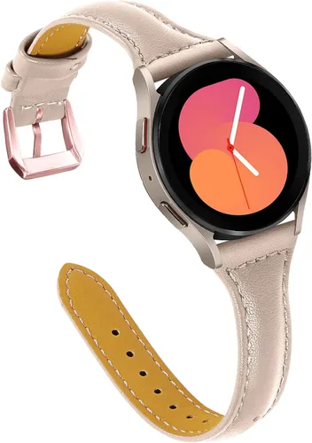 Miniatura 19 de JOYOZY Correa de cuero compatible con Samsung Galaxy Watch 6/7/FE/5/4 de 40 mm, 44 mm, Active (40 mm)/2 (40 mm) (44 mm), correa de muñeca delgada