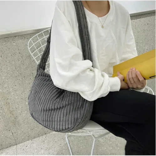 Miniatura 2 de Bolso Hobo de pana pequeño para mujer, con correa ancha, bolso cruzado para el hombro, bolso casual para uso diario