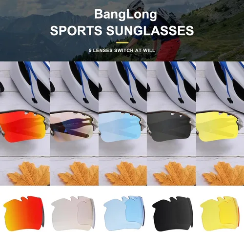 Miniatura 2 de BangLong Polarized Sports Sunglasses Cycling Sun Glasses for Men Women with 5 Interchangeable Lenes for Running Driving azul+negro