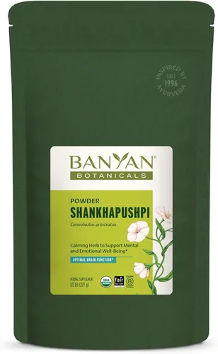 Banyan Botanicals Shankhapushpi Polvo – Shankhapushpi orgánico (Convolvulus Prostratus) – Hierba nootrópica que promueve la estabilidad y la calma*