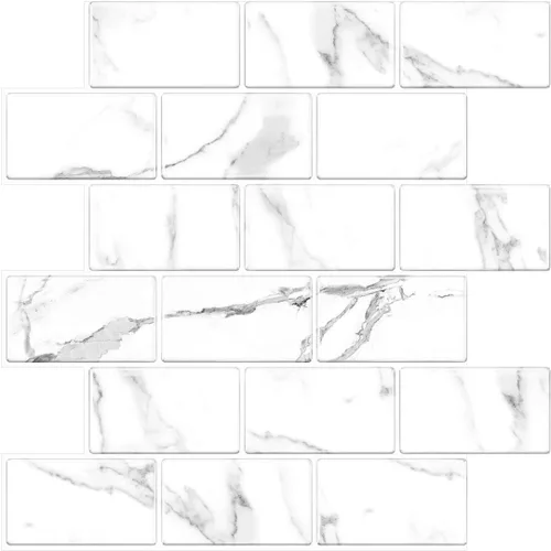 Tic Tac Tiles Azulejos de despegar y pegar en diseño de ladrillo de metro más grueso (10, mármol)