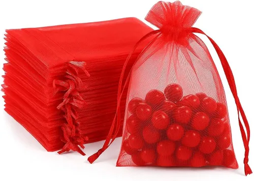 Miniatura 14 de 100 bolsas de organza transparentes con cordón para joyas, recuerdos de boda, suministros de fiesta, dulces, perfumes, cosméticos, eventos Amarillo