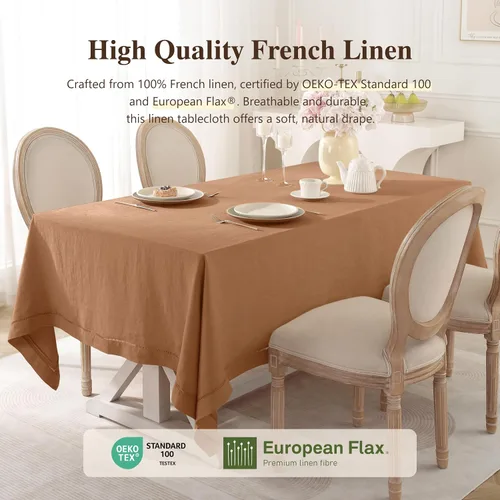 Miniatura 6 de Linen World - Mantel de lino de otoño de 55 x 55 pulgadas, mantel rectangular lavable de lino francés para comedor, al aire libre, bodas