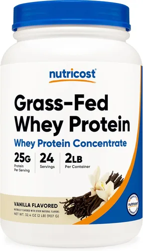 Miniatura 7 de Nutricost Concentrado de proteína de suero alimentado con pasto (sin sabor) 5 libras, sin desnaturalizar, sin OMG, sin gluten, sabores naturales