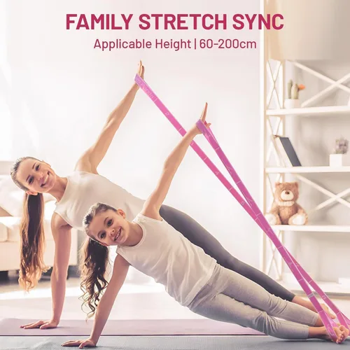 Miniatura 5 de Slim Panda Correa elástica, flexibilidad, bandas elásticas de baile, correa elástica de yoga con 9 bucles para terapia física, pilates, yoga, Rosa