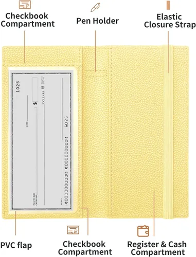 Miniatura 4 de Zreal Funda para chequera con función de bloqueo RFID para hombres y mujeres, Amarillo, Elegante