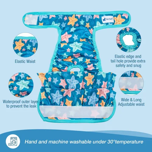 Miniatura 6 de Pet Soft Pañales para Perras Hembras – Paquete de 3 Pañales Lavables Estilo Vestido para Perras Hembras en Celo – Bragas Reutilizables
