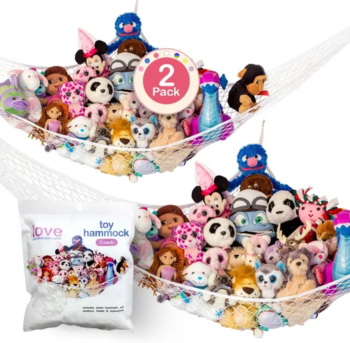 Lilly's Love Hamaca para animales de peluche, organizador colgante de esquina, almacenamiento de juguetes, red de almacenamiento de animales de