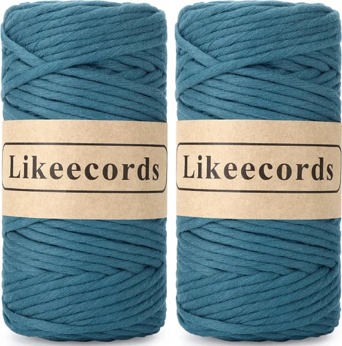 Miniatura 46 de Likeecords - Cuerda de macramé de 4 mm de un solo hilo, 80 m de cuerda de macramé colorida, cuerda de algodón para macramé, cuerda de algodón