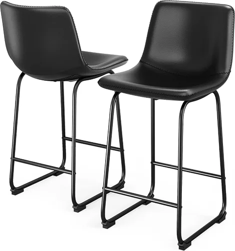 Miniatura 36 de YaFiti - Juego de 2 sillas de comedor de 18 pulgadas, sillas modernas tapizadas para comedor con cojines de piel sintética y patas de metal, silla