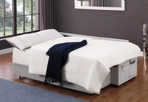 Miniatura 7 de Lilola Home Ashlyn II - Sofá modular reversible de tela tejida gris de 84 pulgadas con diván de almacenamiento, brazos de almacenamiento
