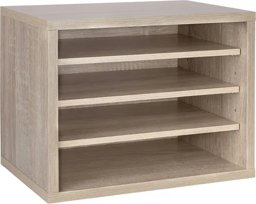 Miniatura 10 de AdirOffice Organizador de escritorio con estantes, estantes apilables de madera de 4 niveles, organizador de correo de archivos, almacenamiento