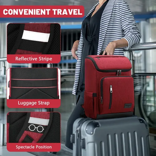 Miniatura 6 de YALUNDISI - Mochila vintage con puerto de carga USB para mujeres y hombres para laptop y viajes, Negro, 15,6 pulg.